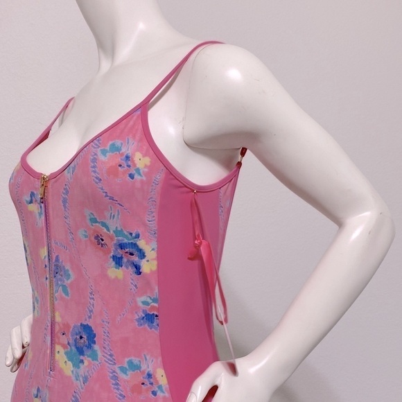 LoveShackFancy x Beach Riot Cheryl Hints Of Hibiscus Floral Zip Swimsuit M - Picture 7 of 12